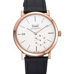 Luxury Piaget Altiplano Gold Case White Dial Black Leather Bracelet 622628