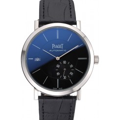Luxury Piaget Altiplano Silver Case Black Dial Black Leather Bracelet 622629