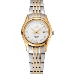Omega De Ville Ladies White Dial Gold Case Two Tone Bracelet 1453786