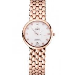 Omega De Ville Prestige White Dial With Diamonds Rose Gold Case And Bracelet