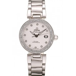 Omega DeVille Ladymatic iamond Plated Bezel White Dial