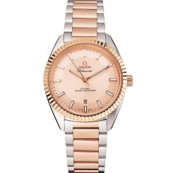 Omega Globemaster Rose Gold Dial Stainless Steel Case Rose Gold Bezel Two Tone Bracelet