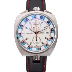 Omega Seamaster Bullhead White Dial Stainless Steel Case Black Leather Strap 622825