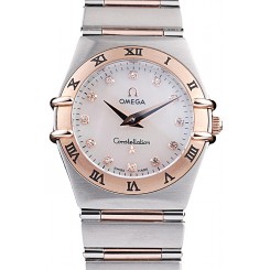 Omega Swiss Constellation Jewelry Rose Gold Case White Dial 98120