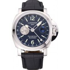 Panerai Luminor Gmt Black Dial Black Leather Bracelet