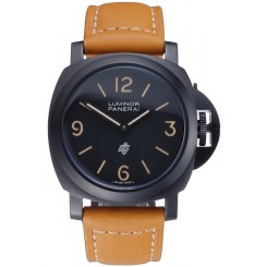 Panerai Luminor Ion Plated Stainless Steel Bezel Orange Leather Bracelet 622309