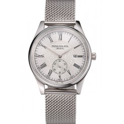 Patek Philippe Calatrava Small Seconds Silver Engraved Dial Stainless Steel Case And Bracelet