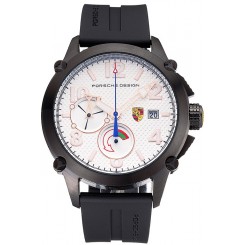 Porsche Design Indicator White Dial Black Case Black Rubber Strap