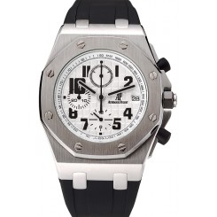 Replica Audemars Piguet Royal Oak Offshore White Dial Stainless Steel Case Black Rubber Strap