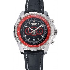Replica Breilting Bentley Supersports Black And Red Dial Black Leather Bracelet 622430
