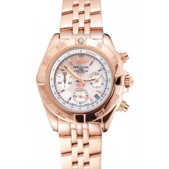 Replica Breitling Chronomat Quartz Pearl Dial Rose Gold Case And Bracelet