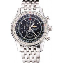 Replica Breitling Navitimer World Black Dial Stainless Steel Bracelet 622512