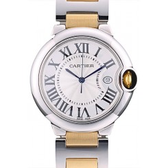 Replica Cartier Ballon Bleu 38mm White Dial Stainless Steel Case Two Tone Gold Bracelet