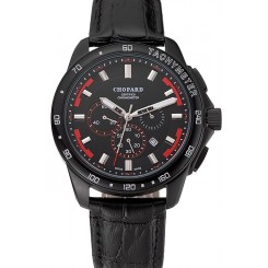 Replica Chopard Mille Miglia GTS Black Dial Black Leather Bracelet 1453997