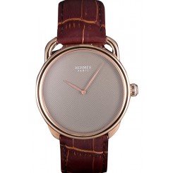 Replica Hermes Classic Croco Leather Strap Silver Dial 801395