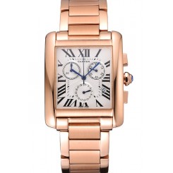 Replica Hot Cartier Tank MC White Dial Rose Gold Case And Bracelet 622702