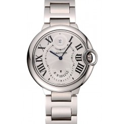 Replica Hot Swiss Cartier Ballon Bleu Two Timezone White Dial Stainless Steel Bracelet 1453879