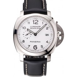Replica Hot Swiss Panerai Luminor Marina 3 Days White Dial Stainless Steel Case Black Leather Strap