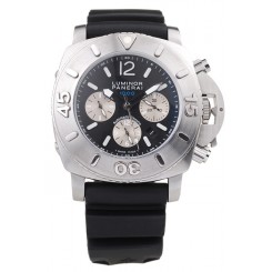Replica Panerai Luminor Brushed Stainless Steel Case Black Dial Black Rubber Strap 98166