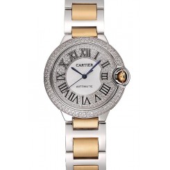 Replica Top Swiss Cartier Ballon Bleu 40 MM Diamond Dial Diamond Case Gold And Staineless Steel Bracelet 1453887