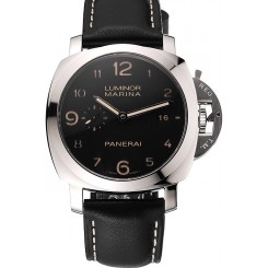 Replica Top Swiss Panerai Luminor Marina 1950 3 Days Brown Dial Stainless Steel Case Black Leather Strap