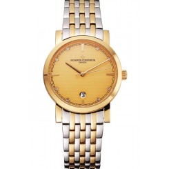 Replica Vacheron Constantin Fine Gold Dial Gold Case Two Tone Bracelet