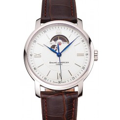 Swiss Baume & Mercier Classima 8688 White Dial Stainless Steel Case Brown Leather Strap