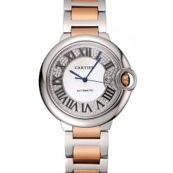 Swiss Cartier Ballon Bleu 46 MM Diamond Dial Rose Gold And Staineless Steel Bracelet 1453890