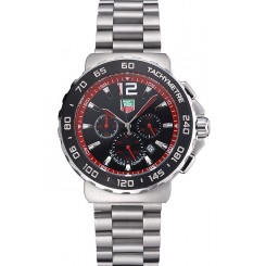 Tag Heuer Formula 1 Chronograph Black Dial Black Bezel Stainless Steel Band Red Numerals 622411