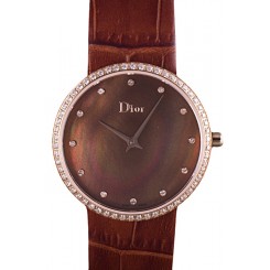 Top Replica La D de Dior Brown Leather Strap with Brown Dial 621511
