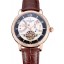 1:1 Imitation Patek Philippe Classic Tourbillon Power Reserve Black And White Dial Rose Gold Case Brown Leather Strap