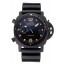 1:1 Panerai Luminor Submersible Flyback Date Black Dial Yellow Markings Black Ionized Case Black Rubber Strap