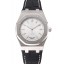Audemars Piguet Royal Oak Fondation Silver Dial Stainless Steel Case Black Leather Strap