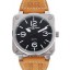 Bell and Ross BR 01-94 Black Dial Silver Case Brown Leather Strap