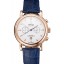 Best Omega Seamaster Vintage Chronograph White Dial Rose Gold Case Blue Leather Strap