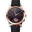 Best Patek Philippe Chronograph Black Guilloche Dial Rose Gold Case Black Leather Strap