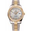 Best Quality Fake Swiss Rolex Day-Date White Dial Gold Diamond Case Two Tone Stainless Steel Bracelet 1453971