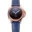 Best Quality Imitation Panerai Radiomir Black Dial Diamond Bezel Rose Gold Case Blue Leather Strap 1453800