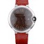 Cartier Ballon Bleu 42mm Brown Dial Stainless Steel Case Red Leather Bracelet
