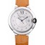 Cartier Ballon Bleu 42mm White Dial Stainless Steel Case Light Brown Leather Bracelet