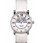 Cartier Moonphase Silver Watch with White Leather Band ct257 621376