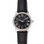 Cartier Ronde Black Dial Diamond Bezel Stainless Steel Case Black Leather Strap