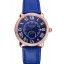 Cartier Ronde Louis Cartier Blue Dial Gold Case Diamond Bezel Blue Leather Strap