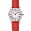 Cartier Ronde White Dial Diamond Bezel Stainless Steel Case Red Leather Strap