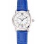 Cartier Ronde White Dial Diamond Hour Marks Stainless Steel Case Blue Leather Strap