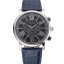 Cartier Rotonde Chronograph Black Dial Stainless Steel Case Blue Leather Strap