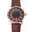 Cartier Rotonde Date Black Dial Rose Gold Case Brown Leather Strap