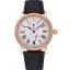 Cartier Rotonde White Dial Gold Case With Jewels Black Leather Strap 622760