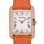Cartier Tank Anglaise 30mm White Dial Diamonds Gold Case Orange Leather Bracelet
