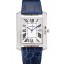 Cartier Tank Anglaise 36mm White Dial Diamonds Steel Case Blue Leather Bracelet